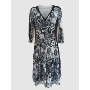 Vintage 90s Y2k MIDI Fairy USA Whimsigoth Mesh Dress SMALL Stretch Witchy‎ Black